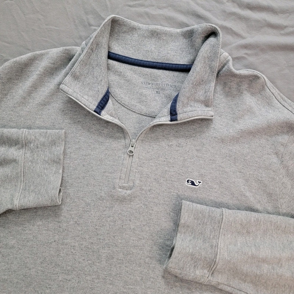Vineyard Vines 1/4 Zip Men's XL Gray Jersey Sweater Pullover Pima Golf LS